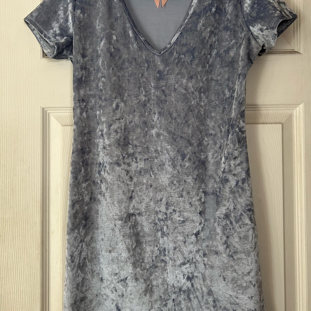 Silver Gray V-Neck Sheath Mini Dress